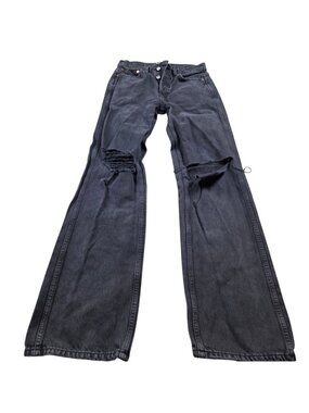 RE/DONE Jeans Womens 26 High Rise Loose Jeans Washed Black Distressed